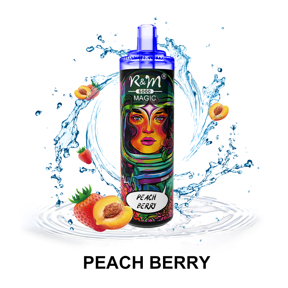 En gros seulement 6000 bouffées R&M Magic 14ml E liquide Vape Vape Disposable Type-C RGB Glow Light Electronice Cigarette 