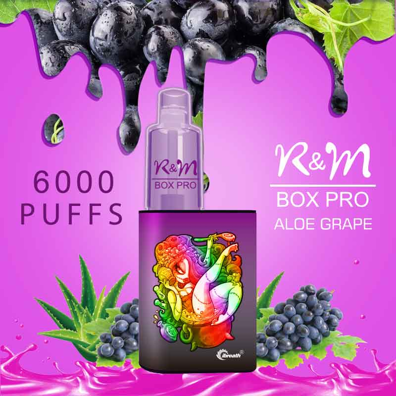 R&M Box Pro 6000 Puffs Vape 5% Salt Nicotine Air Bar Boîte jetable Vape 