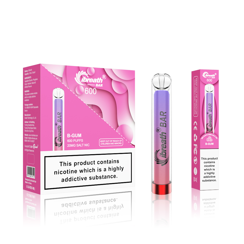 Europe UK OEM Logo Marque personnalisée RVB Light 600puffs 2% 0% Salt Nicotine Geekbar Crystal Disposable Vape 