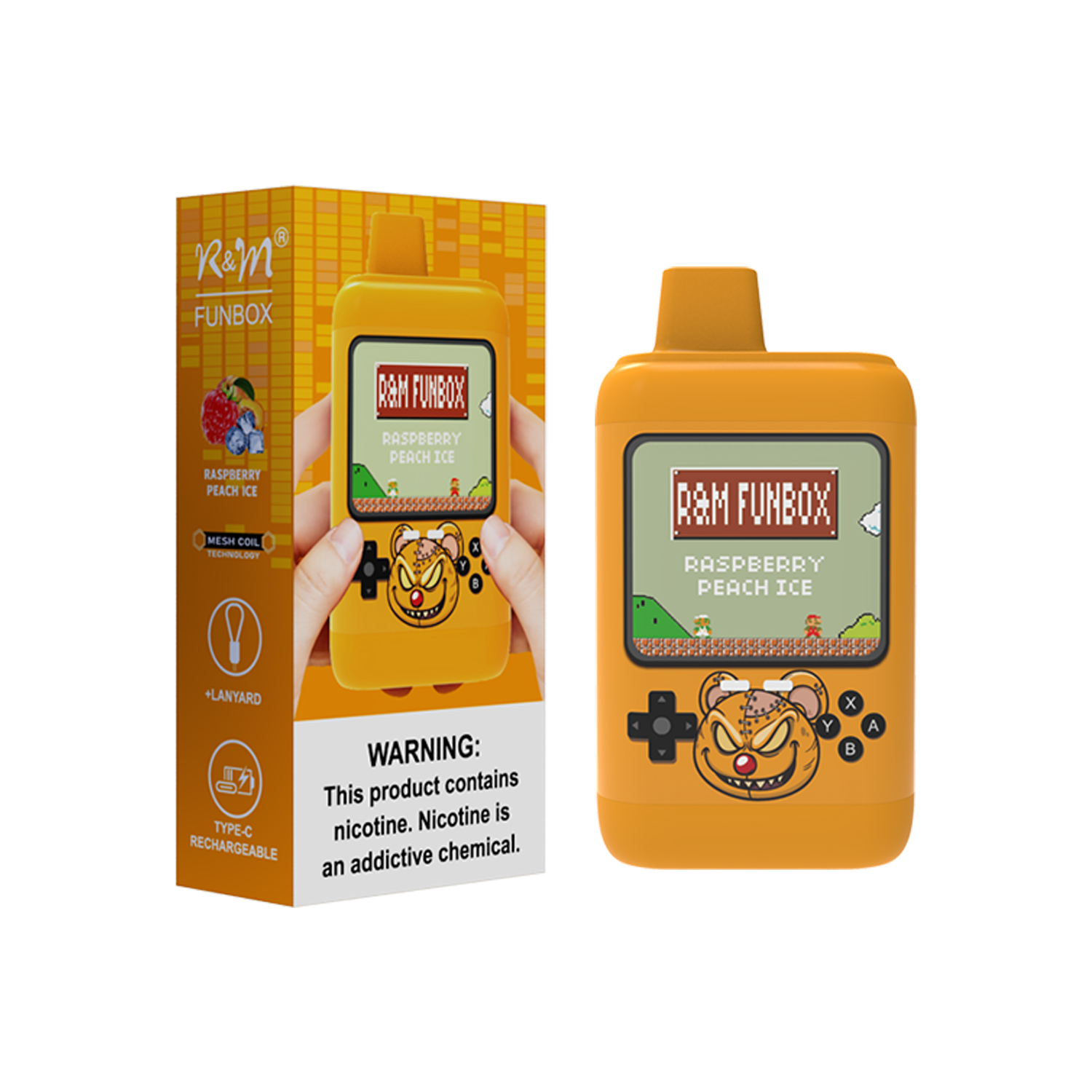 Modèle de barre elfe en gros original Cobine de maillage 6600 Puffs R&M Funbox Disposable Vape Poll with Lanyard